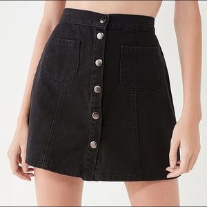 BDG Black Button-Front Denim Skirt